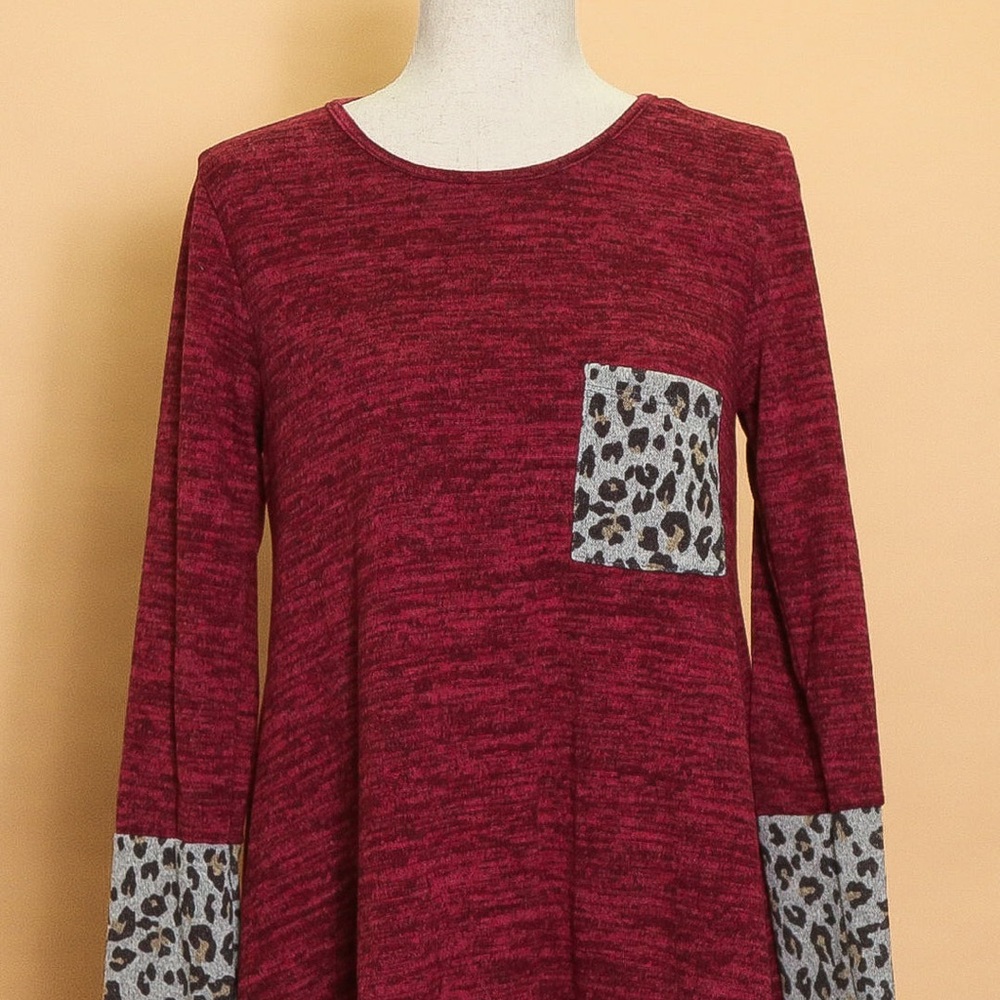 Burgundy Animal Long Sleeve Top